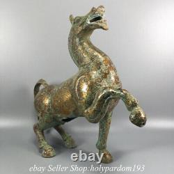 12 Old Chinese Bronze Ware Gilt Fengshui 12 Zodiaque Année Cheval Statue