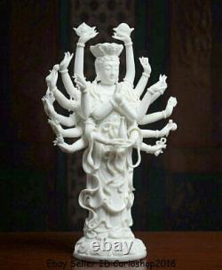12 Rare Chinois Dehua Porcelaine Blanche 18 Armoiries Kwan-yin Guan Yin Déesse Statue