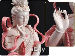 12 Statue De Bouddha Lotus De Lianhua Kwan-yin Guanyin En Porcelaine De Chine Colorée Dehua