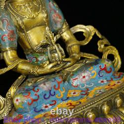 12 Vieux Chinois Cloisonne Cuivre Amitayus Longévité Déesse Fleur Sculpture