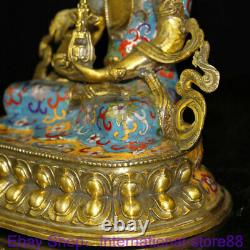 12 Vieux Chinois Cloisonne Cuivre Amitayus Longévité Déesse Fleur Sculpture