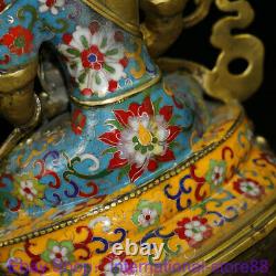 12 Vieux Chinois Cloisonne Cuivre Amitayus Longévité Déesse Fleur Sculpture