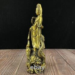 12 statue de dragon en laiton antique en bronze de la déesse Kwan-yin Guanyin Bodhisattva