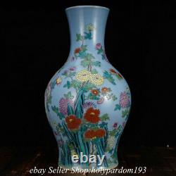 13.2 Qianlong Chinese Marqued Famille Rose Porcelaine Hill Fleur Vase Bouteille