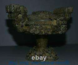 13.2 Rare Antique Chinese Bronze Dynasty Place Dragon Beast Navires Alimentaires