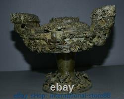 13.2 Rare Antique Chinese Bronze Dynasty Place Dragon Beast Navires Alimentaires