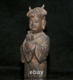 13.2 Vieille Chine Rouge Fer Gilt Dynastie Civile Officielle Civile Peuple Sculpture