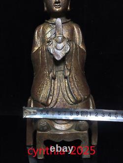 13.3 Rares antiquités chinoises - Statue en cuivre pur doré représentant un fonctionnaire