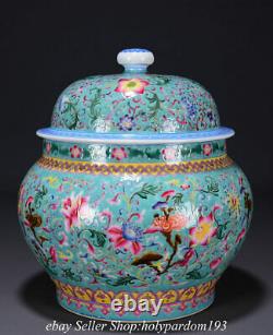 13,6 Qianlong Marqué Chinese Famille Rose Porcelaine Fleur Pot Pot Pot Pot