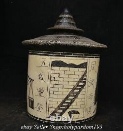 13.6 Vieille Chanson Chinoise Dynasty Cizhou Kiln Porcelaine Figure Pot De Pot Granulaire