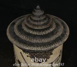 13.6 Vieille Chanson Chinoise Dynasty Cizhou Kiln Porcelaine Figure Pot De Pot Granulaire