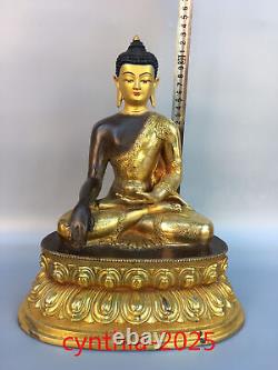 13 Anciennes antiquités chinoises en cuivre pur doré, exquise statue de Bouddha Sakyamuni.