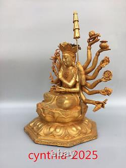 13 Antiquités chinoises rares en cuivre pur doré Guanyin Bodhisattva Buddha