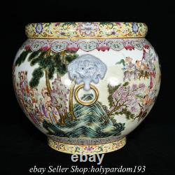14.8 Qianlong Marqué Chinese Famille Rose Porcelaine Immortel Dieu Jar Pot Crock