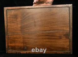 14 Old Chinese Huang Huali Wood Carving Bénédiction Bat Tray Saucer Saucer Pallet