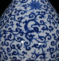 14 Qianlong Marqué Chinois Bleu Blanc Fleur De Porcelaine Vase De Bouteille De Dragon Bb