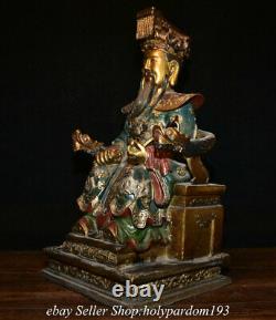 14 Vieille Peinture De Bronze Chinois Gilt Empereur De Dieu Lucky Statue Sculpture