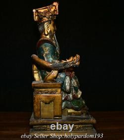 14 Vieille Peinture De Bronze Chinois Gilt Empereur De Dieu Lucky Statue Sculpture