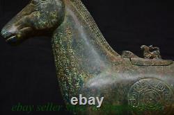 15.2 Ancienne vaisselle en bronze chinoise de la dynastie du palais Equus asinus Zun Pot Statue