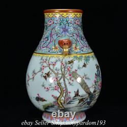 15.2 Qianlong Chinese Famille Rose Porcelaine Fleur Phoenix Zun Vase De Bouteille