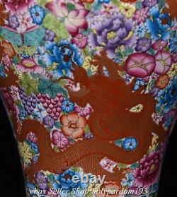 15.2 Qianlong Marqué Chinois Émail Couleur Porcelaine Dragon Fleur Bouteille Bb