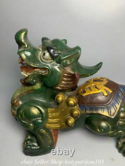 15.2 Vieille Peinture De Bronze Chinois Fengshui God Beast Pi Xiu Statue Paire