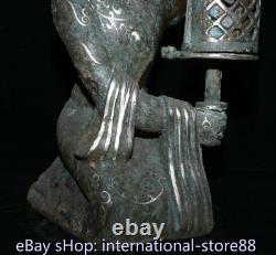 15.6 Old Chinese Bronze Silver Dynasty Palace Long Letter Palace Lantern Statue