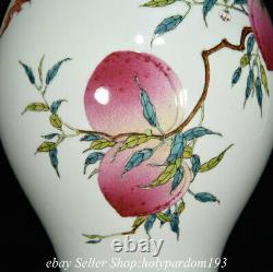 16.2 Qing Yongzheng Chinese Famille Rose Porcelaine Fengshui Peach Vase De Bouteille