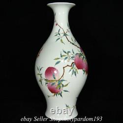 16.2 Qing Yongzheng Chinese Famille Rose Porcelaine Fengshui Peach Vase De Bouteille