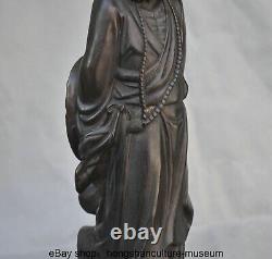 16,4 Sculpture rare en bois d'ébène chinois ancien représentant l'Arhat Damo Bodhidharma Dharma
