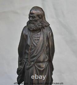 16,4 Sculpture rare en bois d'ébène chinois ancien représentant l'Arhat Damo Bodhidharma Dharma