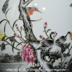 16.4 Vase De Bouteille D'oiseau De Porcelaine De La Famille Chinoise Marquée Qianlong