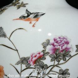 16.4 Vase De Bouteille D'oiseau De Porcelaine De La Famille Chinoise Marquée Qianlong