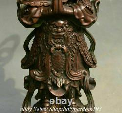 16.4 Vieux Bronze Chinois Fengshui Dieu Weide Statue Sculpture