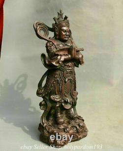 16.4 Vieux Bronze Chinois Fengshui Dieu Weide Statue Sculpture