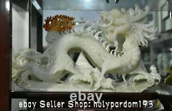 16.8 Chinois Blanc Naturel Xiu Jade Carving Fengshui 12 Zodiaque Année Dragon