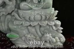 16.8 Émeraude Naturelle Chinoise Jade Jadeite Guan Yin Déesse Tongzi Statue