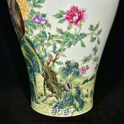 16 Marqué Chinese Famille Rose Porcelaine Paon Oiseaux Fleur Plum Vase De Bouteille