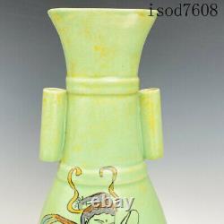 16antique Chinese Song Dynastie Grand Week-end Four À Bois De Chauffage Vase De Peinture Couleur