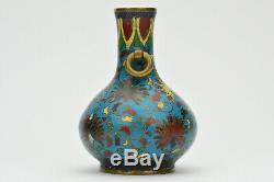 18 19 Chinois Qing Ming Cloisonné Petit Scholars Vase Poignées Anneau
