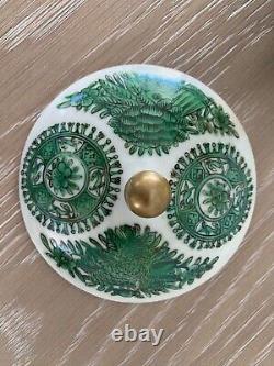 18-19ème siècle Fitzhugh Vert Tureen Ronde Couverte Bol à Légumes Porcelaine Exportation Chinoise