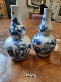 18 19thc Signé Chinois Porcelaine Gourd Vases Vin Flacons