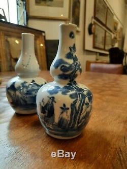 18 19thc Signé Chinois Porcelaine Gourd Vases Vin Flacons
