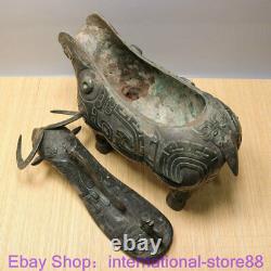 18.4 Boutique Old Chinese Bronze Dynasty Rhinoceros Zun Bateau De Boisson