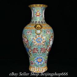 18.4 Qinalong Chinese Marquée Famille Rose Fleur De Porcelaine Paire De Vase Phoenix