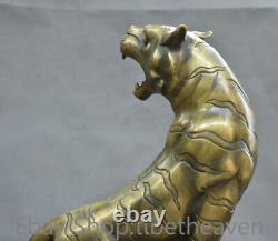 18.4 Rare Vieux Chinois Bronze Cuivre Feng Shui Tigre Bénédiction Lucky Sculpture
