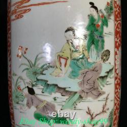 18 Ancienne bouteille de vase en porcelaine chinoise Wucai de la dynastie People Story Flower (paire)