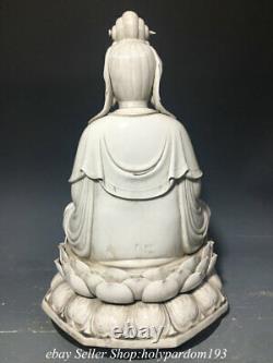 18 Chinois Dehua Blanc Porcelaine Kwan-yin Guan Yin Déesse Lotus Statue