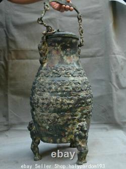 18 Musée Show Antique Chinese Bronze Ware Shang Dynasty Bouteille Portable