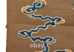 18c Chinois Imperial Kesi Kossu Silk Embroidery Dragon Panel 5 Claws Textile